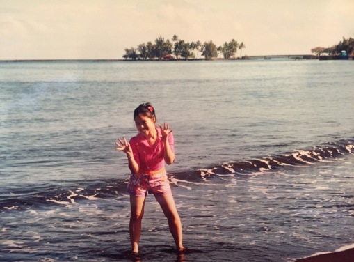 black sand beach, "The Big Island" (age 19, Jan. 2001)